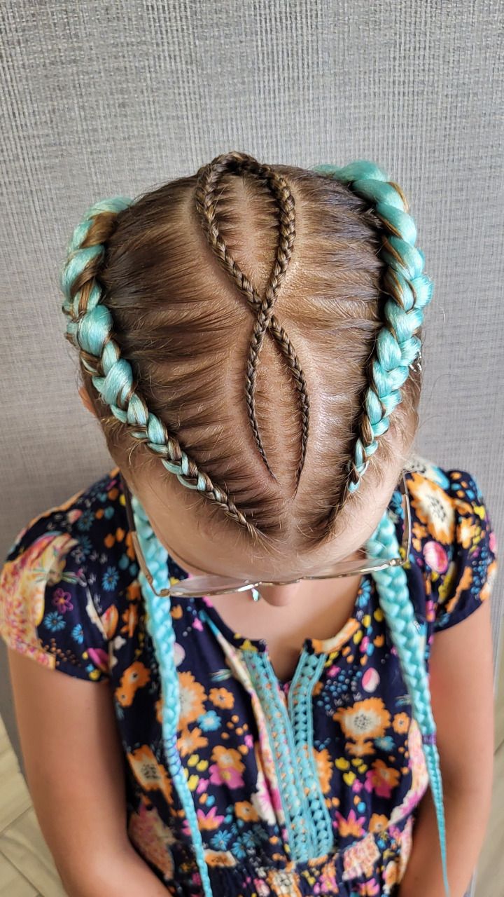 Dutch Braids with an Infinity Pattern Down the Center — close-up