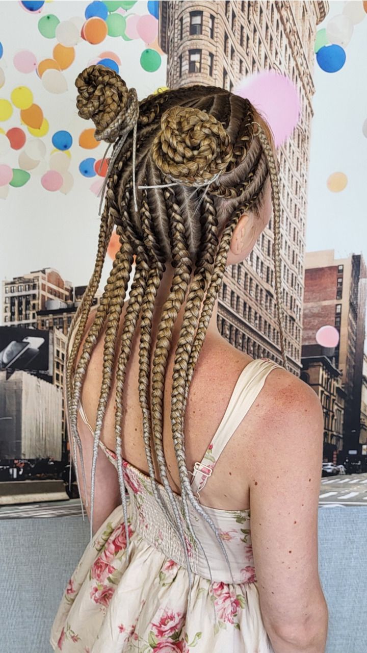Popular Tribal Braids with Ombre Blonde Braiding Hair — in use