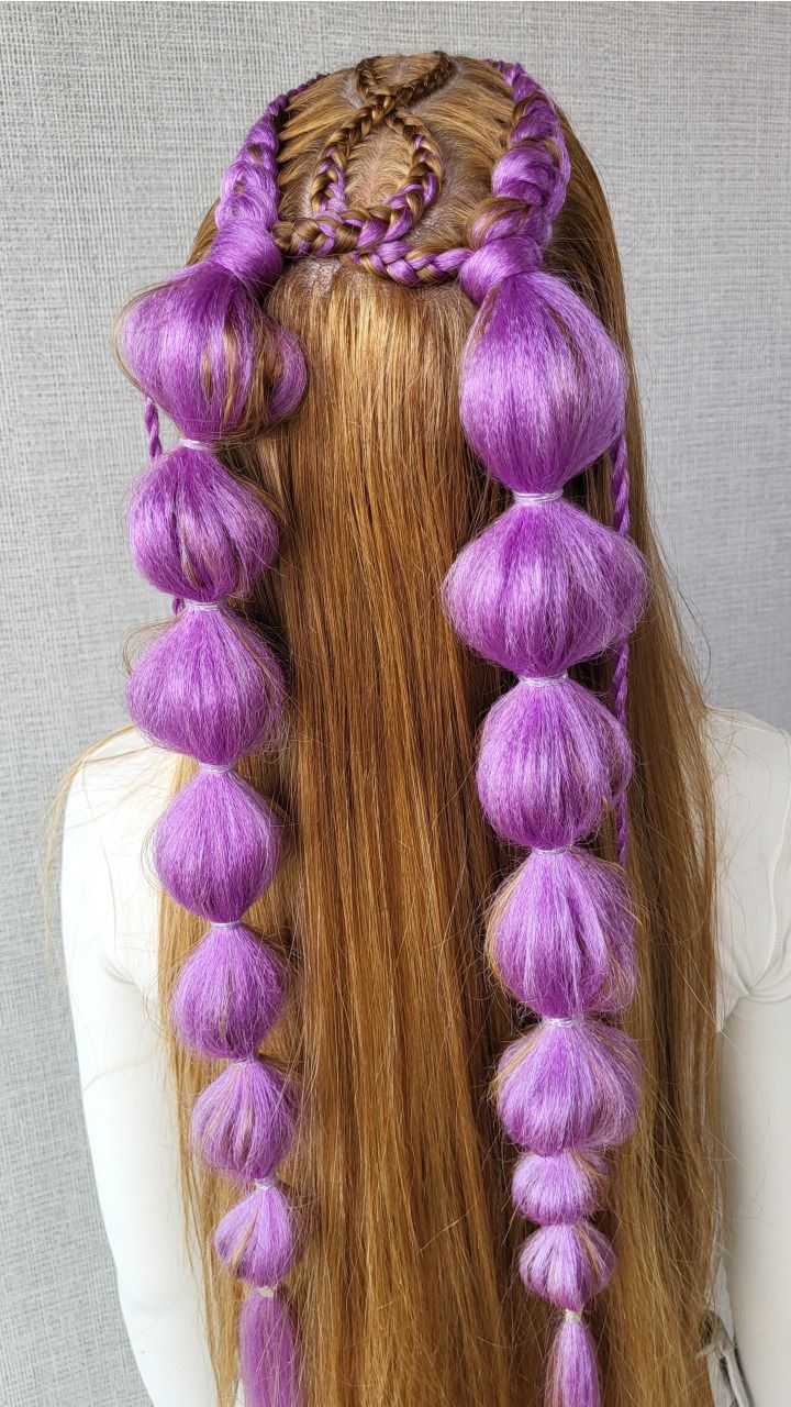 Purple Bubble Braids
