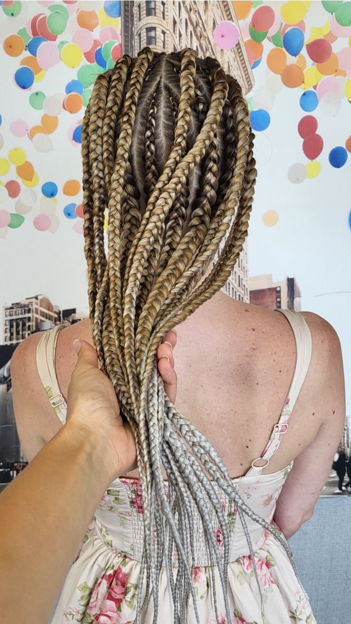 Popular Tribal Braids with Ombre Blonde Braiding Hair — close-up