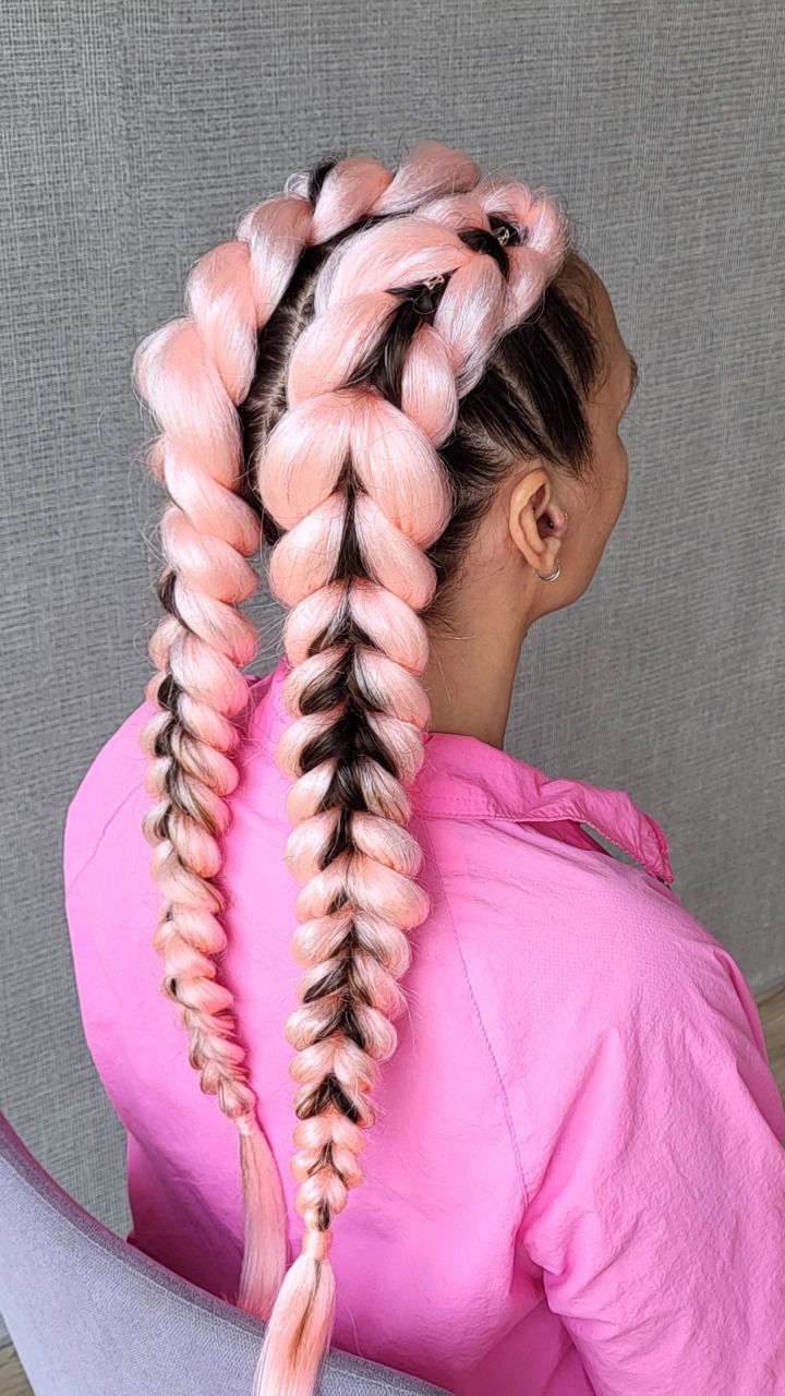 Dragon Braids with Light Pink Braiding Hair