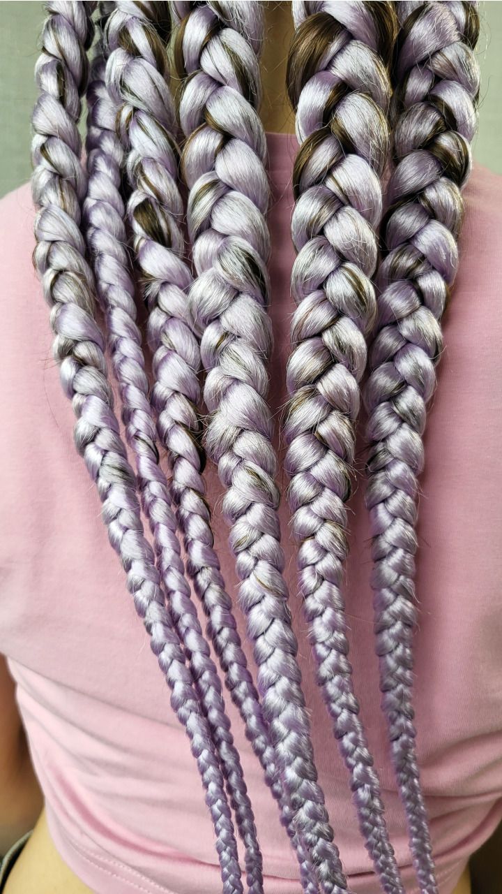 Six Feed-in Braids with Light Purple Braiding Hair — alternate view