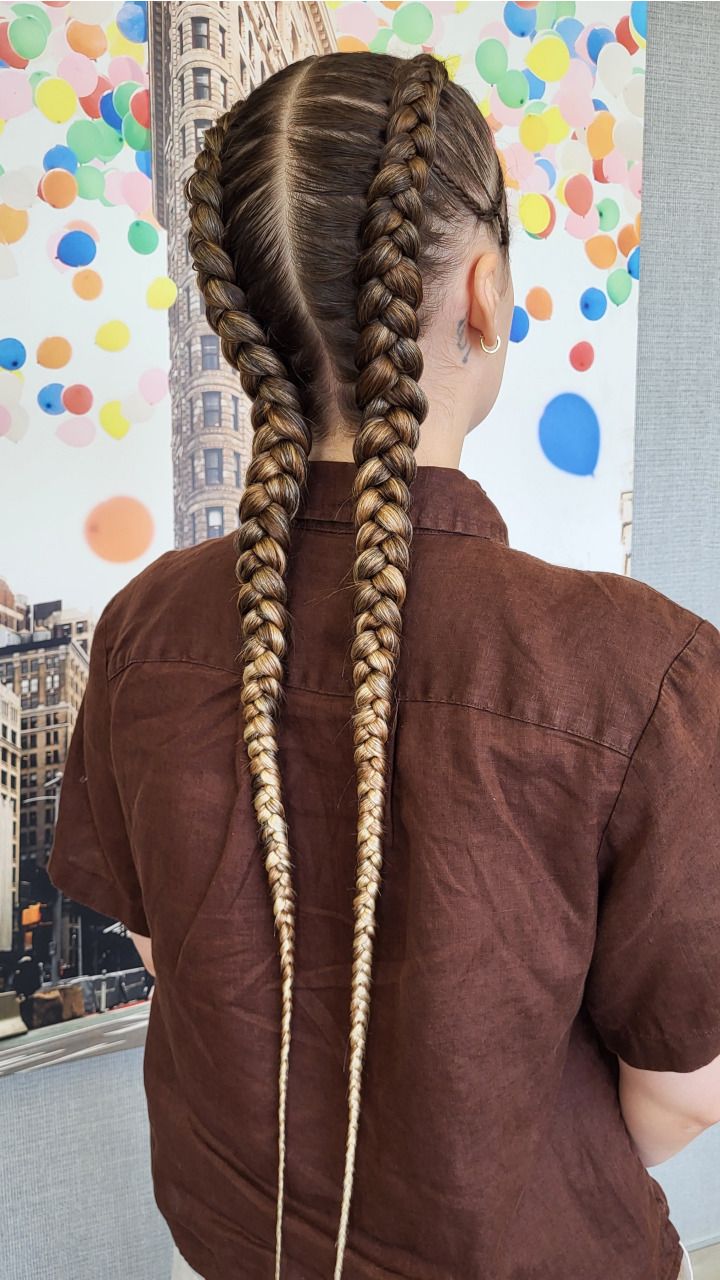 Double Dutch Braids with Ombre Brown Braiding Hair