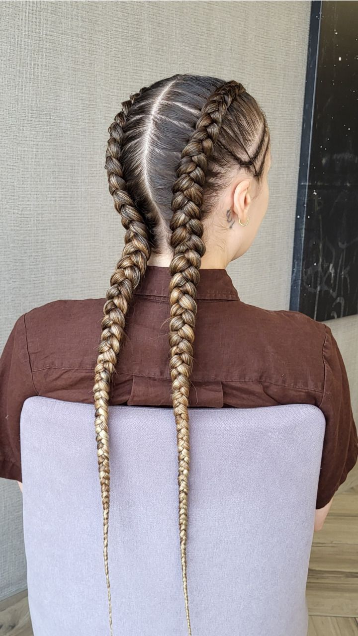 Double Dutch Braids with Ombre Brown Braiding Hair — styled look