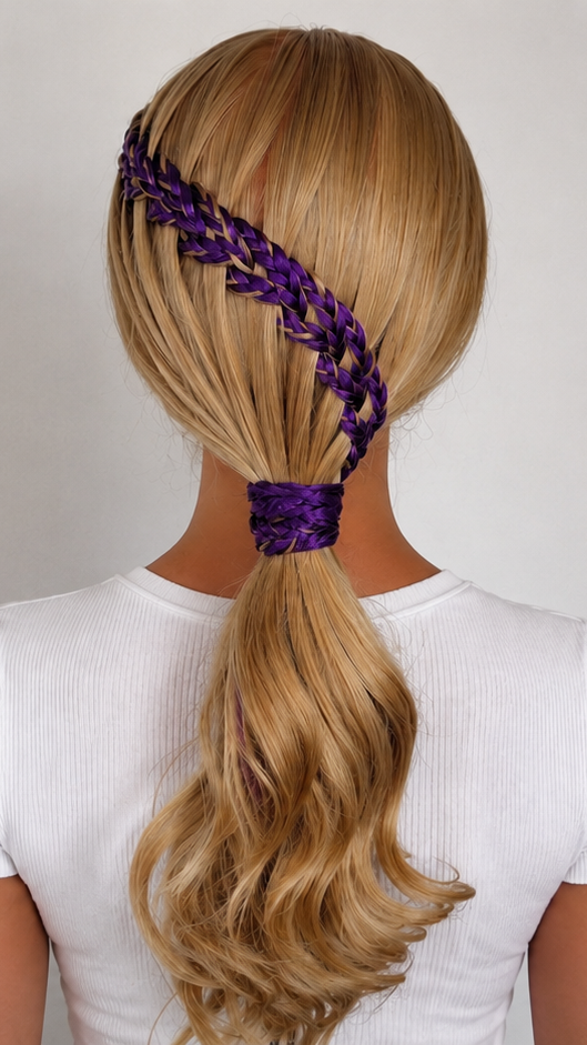 Low Ponytail with a Braided Pattern