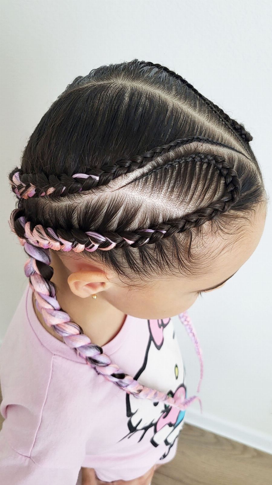 Dutch Braids with a Cornrow Design — close-up