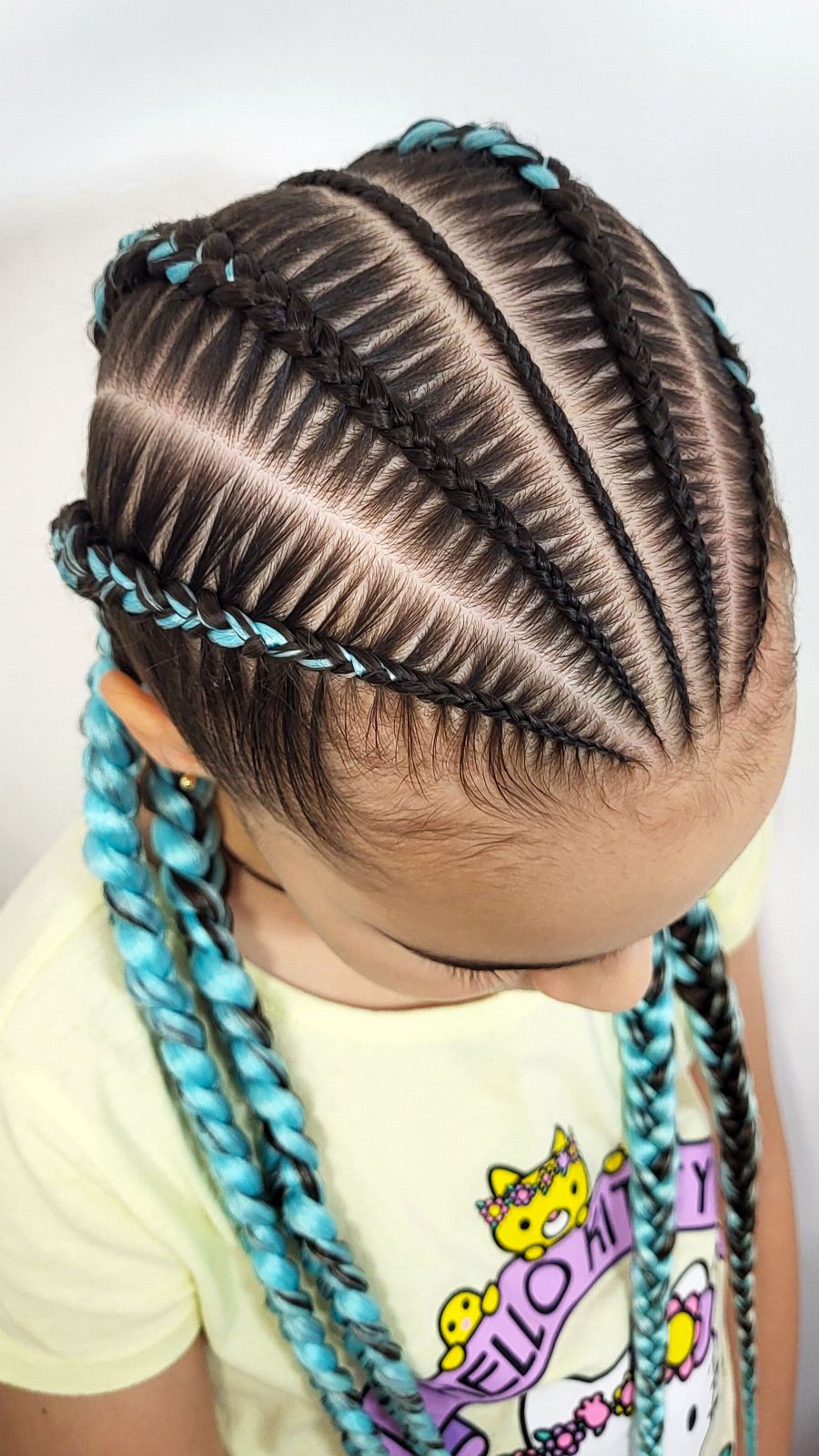 Feed-In Braids with Braiding Hair — close-up