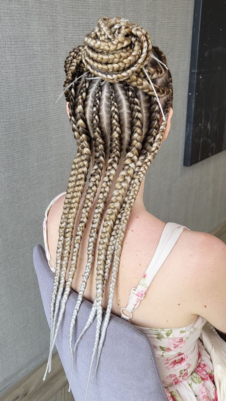 Braided Bun with Ombre Blonde