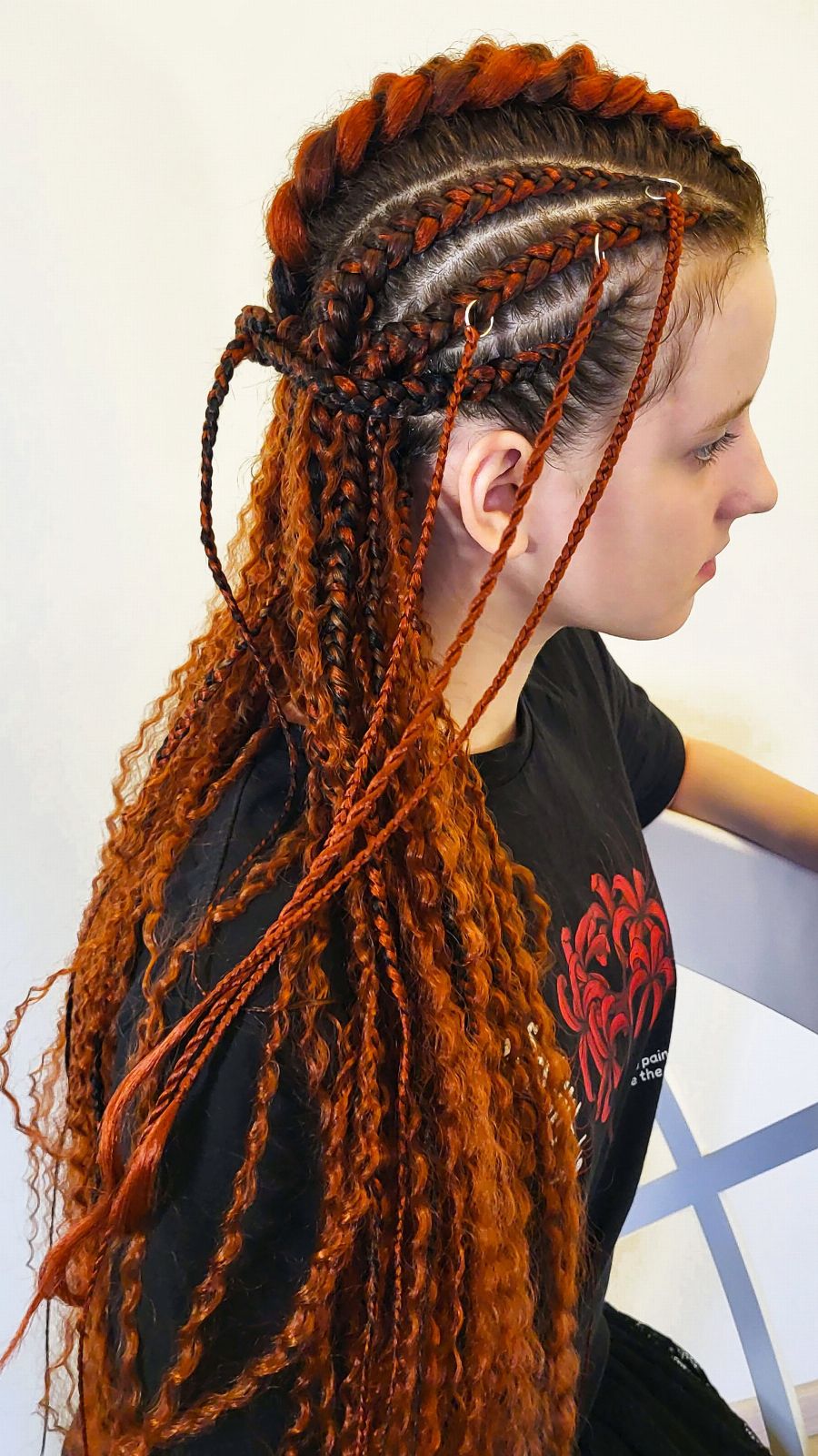Viking Hairstyle with Boho Knotless Braids — close-up