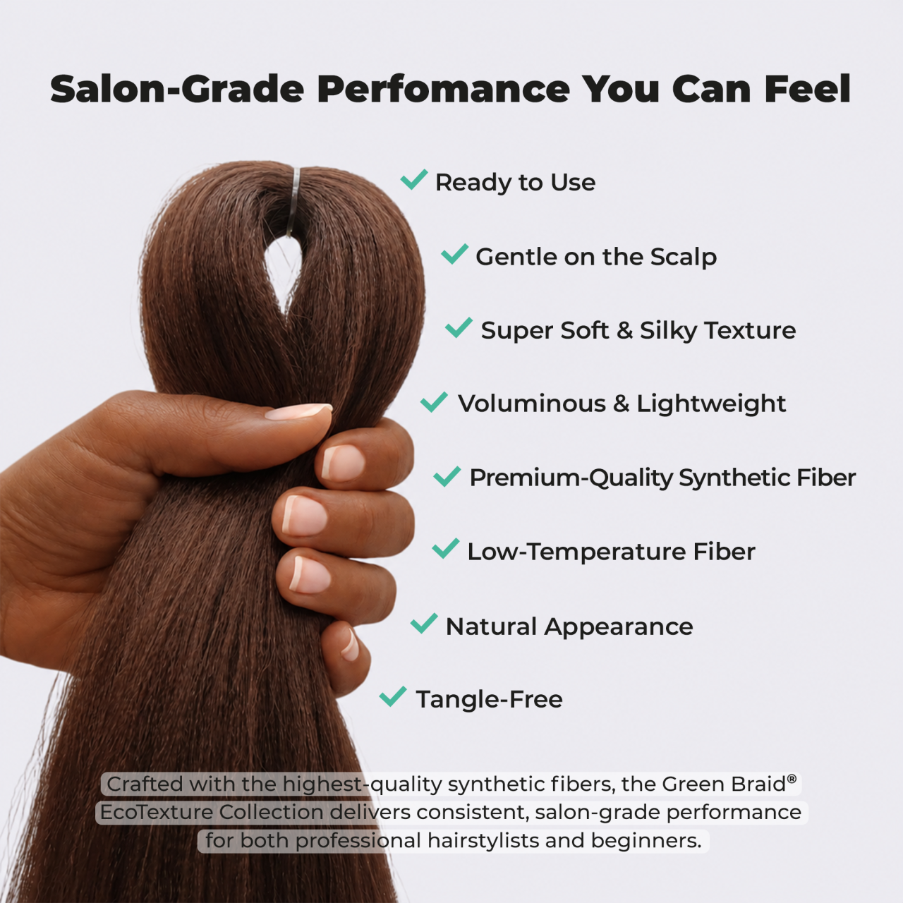 Premium Brown Pre-Stretched Braiding Hair, 28 in (10.5 oz) — detail