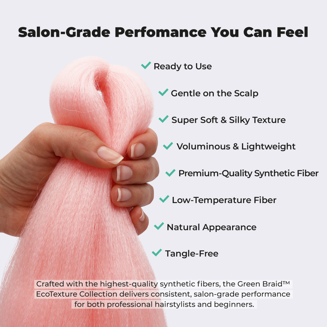 Premium Pre-Stretched Braiding Hair, Light Pink, 28 in, 10.5 oz
