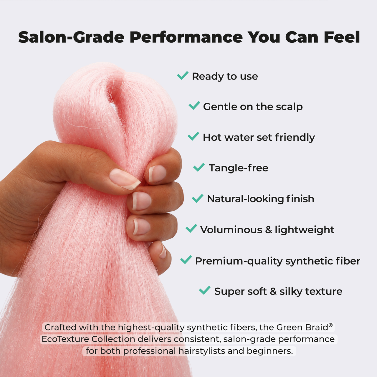 Light Pink Pre-Stretched Braiding Hair, 28 in (10.5 oz) — detail