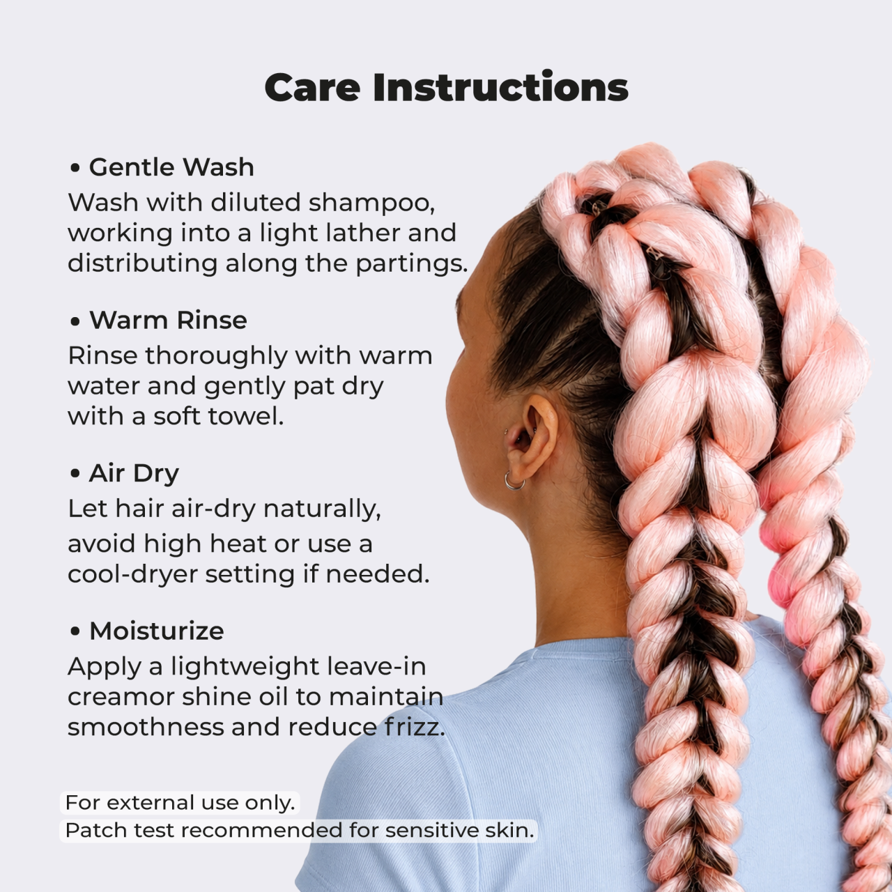 Premium Light Pink Pre-Stretched Braiding Hair, 28 in (10.5 oz) — detail