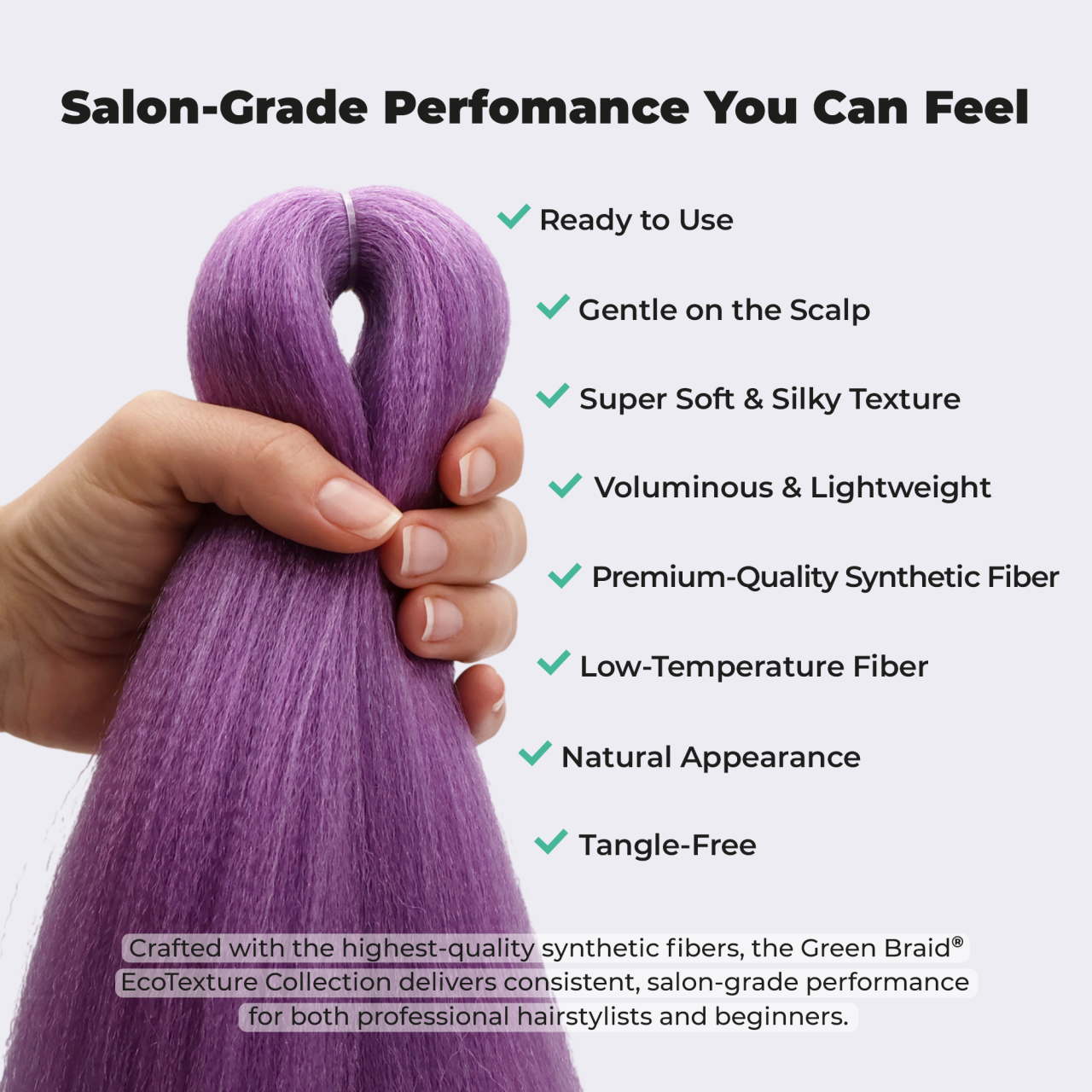 Premium Purple Pre-Stretched Braiding Hair, 28 in (10.5 oz) — detail