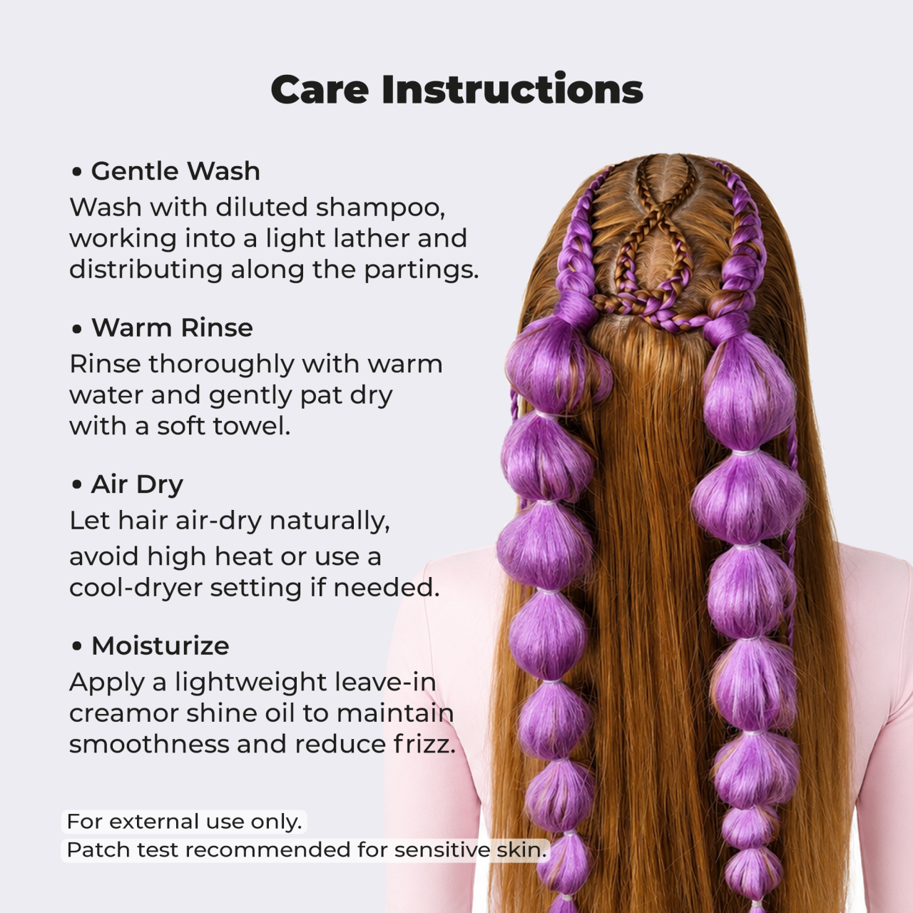 Premium Purple Pre-Stretched Braiding Hair, 28 in (10.5 oz) — alternate view