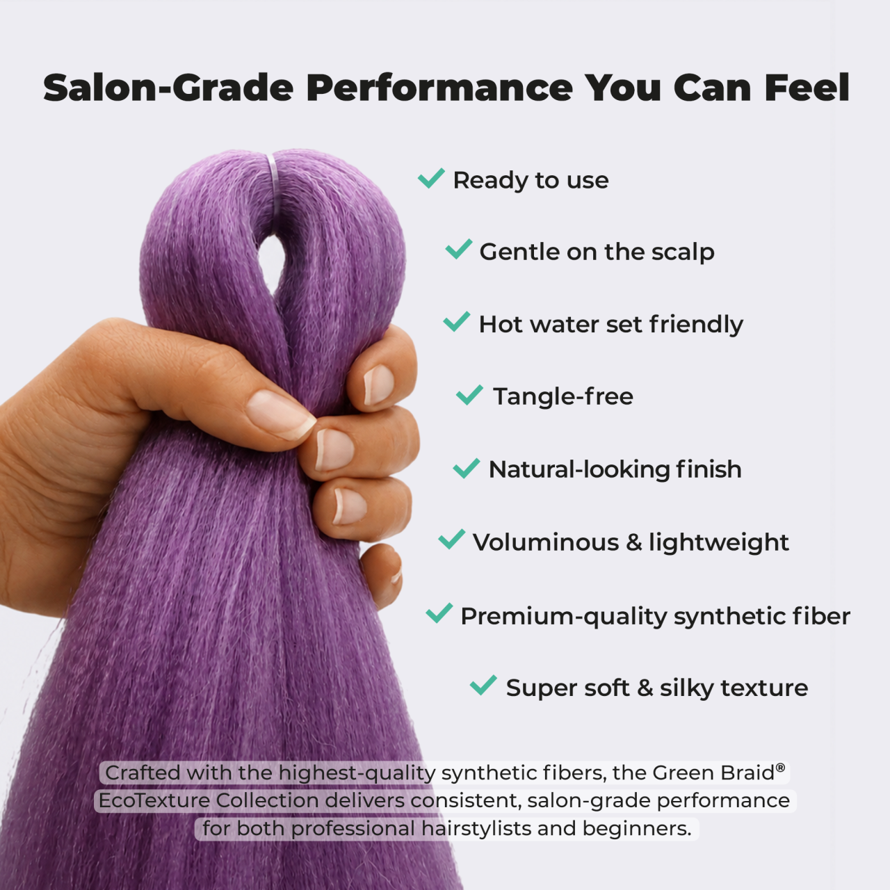 Purple Pre-Stretched Braiding Hair, 28 in (10.5 oz) — detail