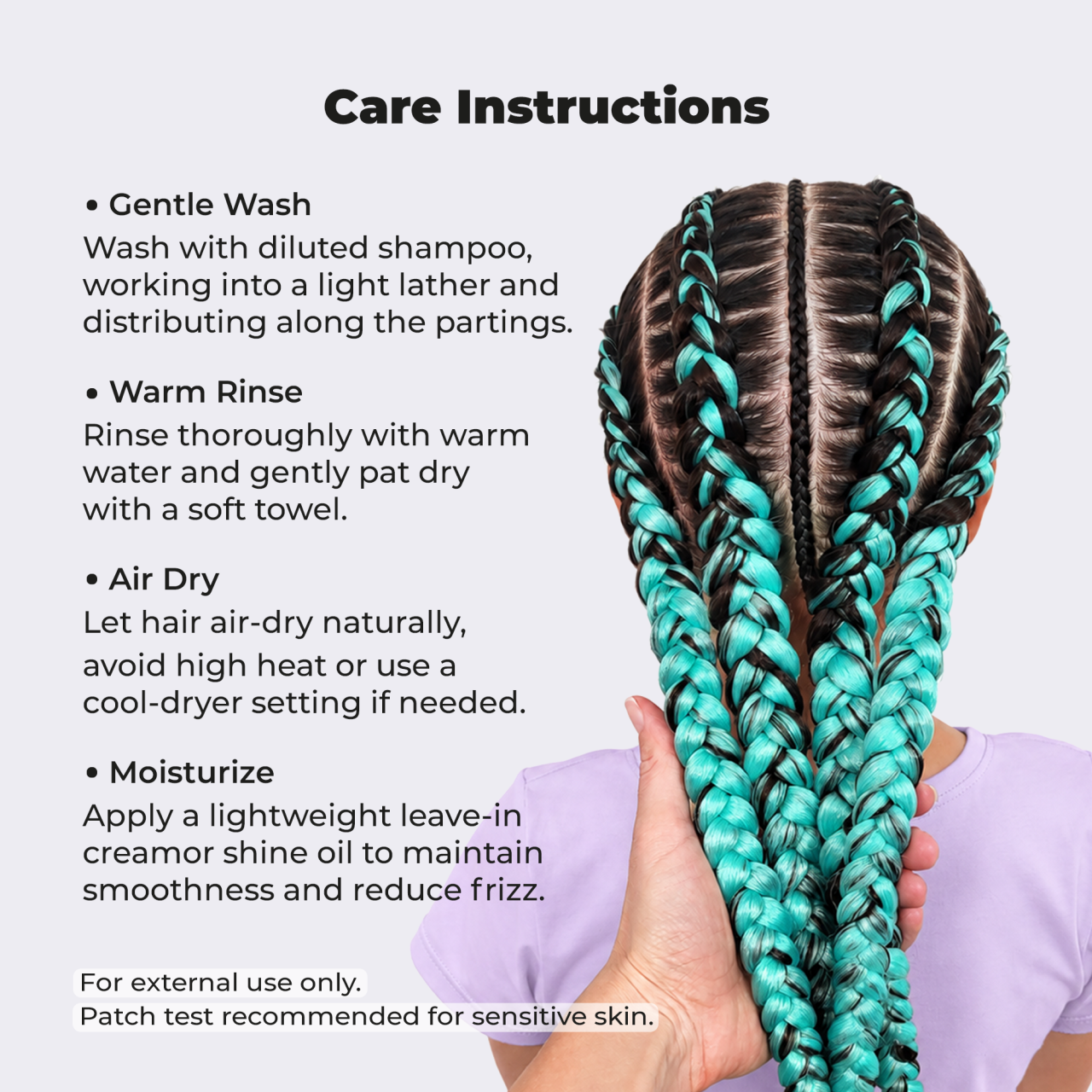Premium Mint Pre-Stretched Braiding Hair, 28 in (10.5 oz) — detail