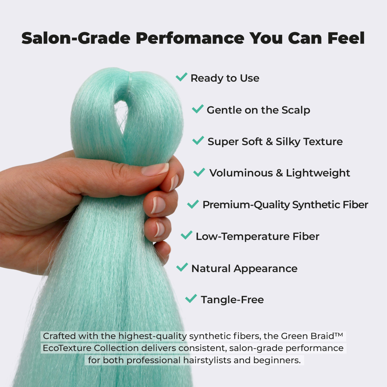 Premium Pre-Stretched Braiding Hair, Mint, 28 in, 10.5 oz