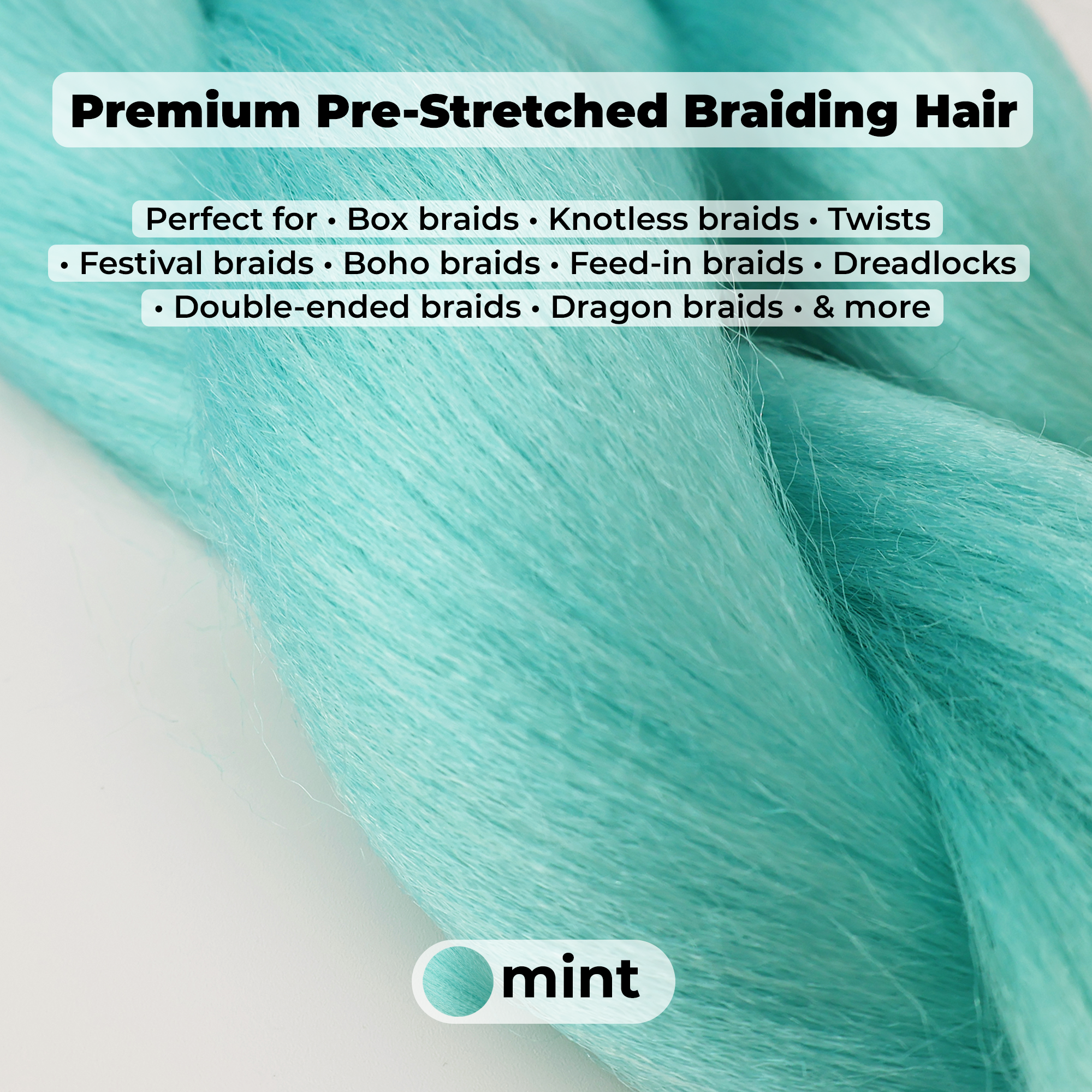 Mint Pre-Stretched Braiding Hair, 28 in (10.5 oz) — alternate view