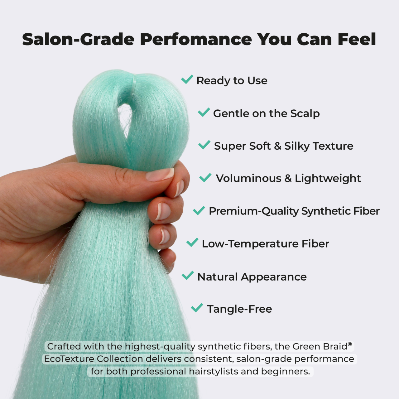 Premium Mint Pre-Stretched Braiding Hair, 28 in (10.5 oz) — styled look