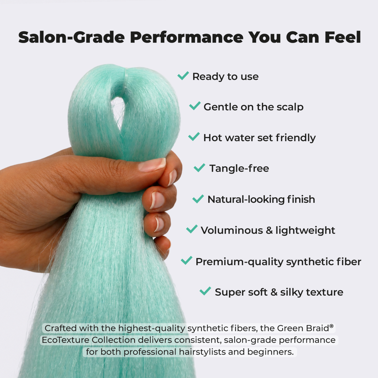 Mint Pre-Stretched Braiding Hair, 28 in (10.5 oz) — detail
