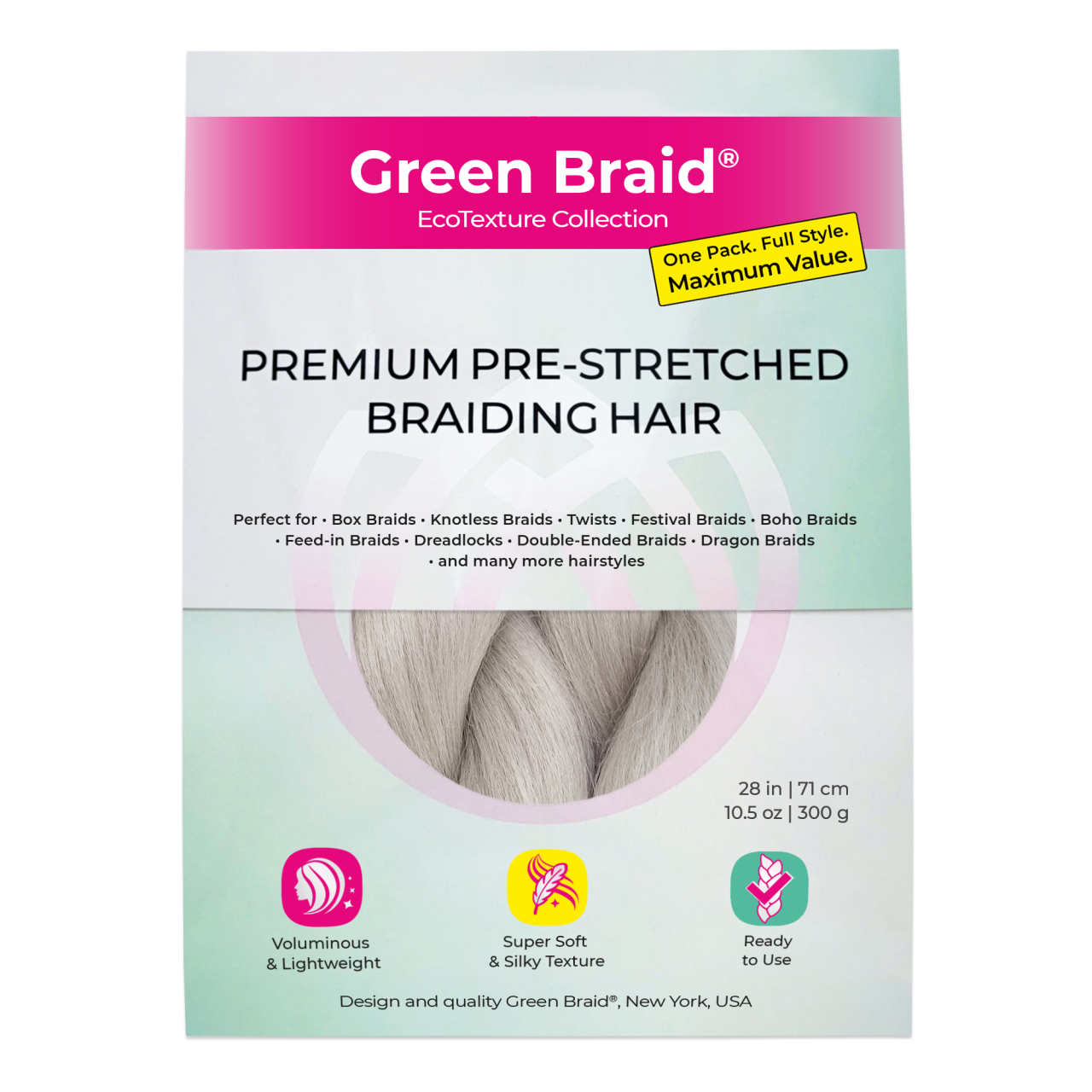 Platinum Blonde Pre-Stretched Braiding Hair, 28 in (10.5 oz)