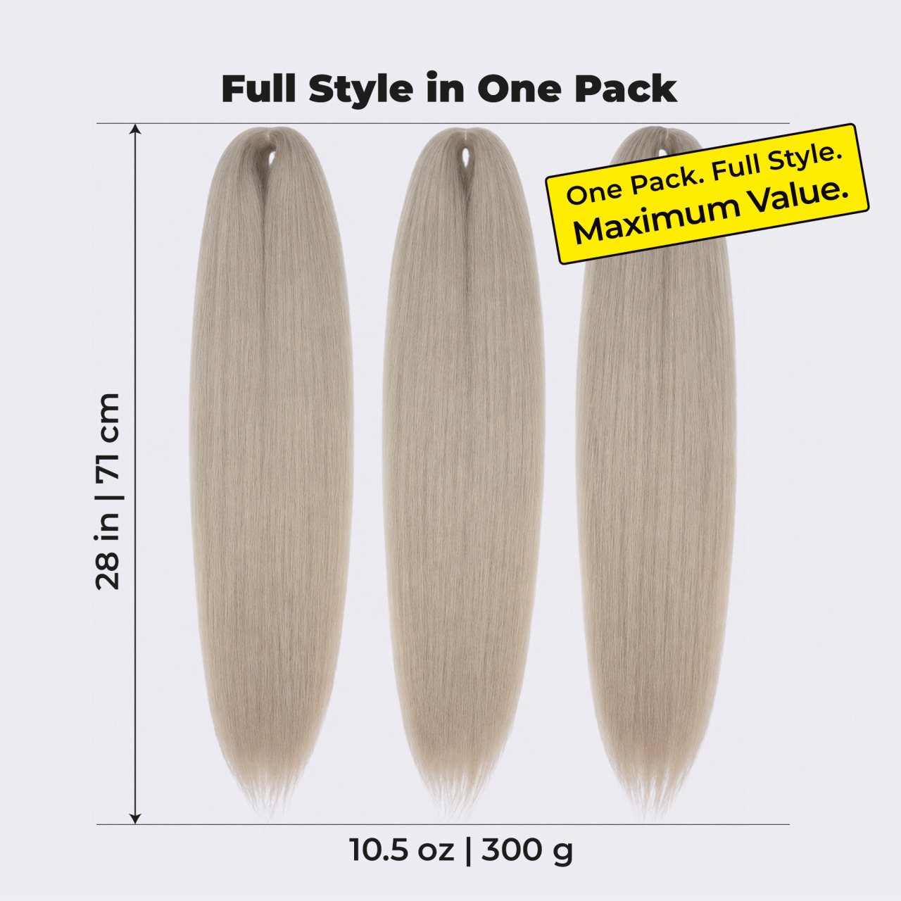Premium Platinum Blonde Pre-Stretched Braiding Hair, 28 in (10.5 oz) — in use