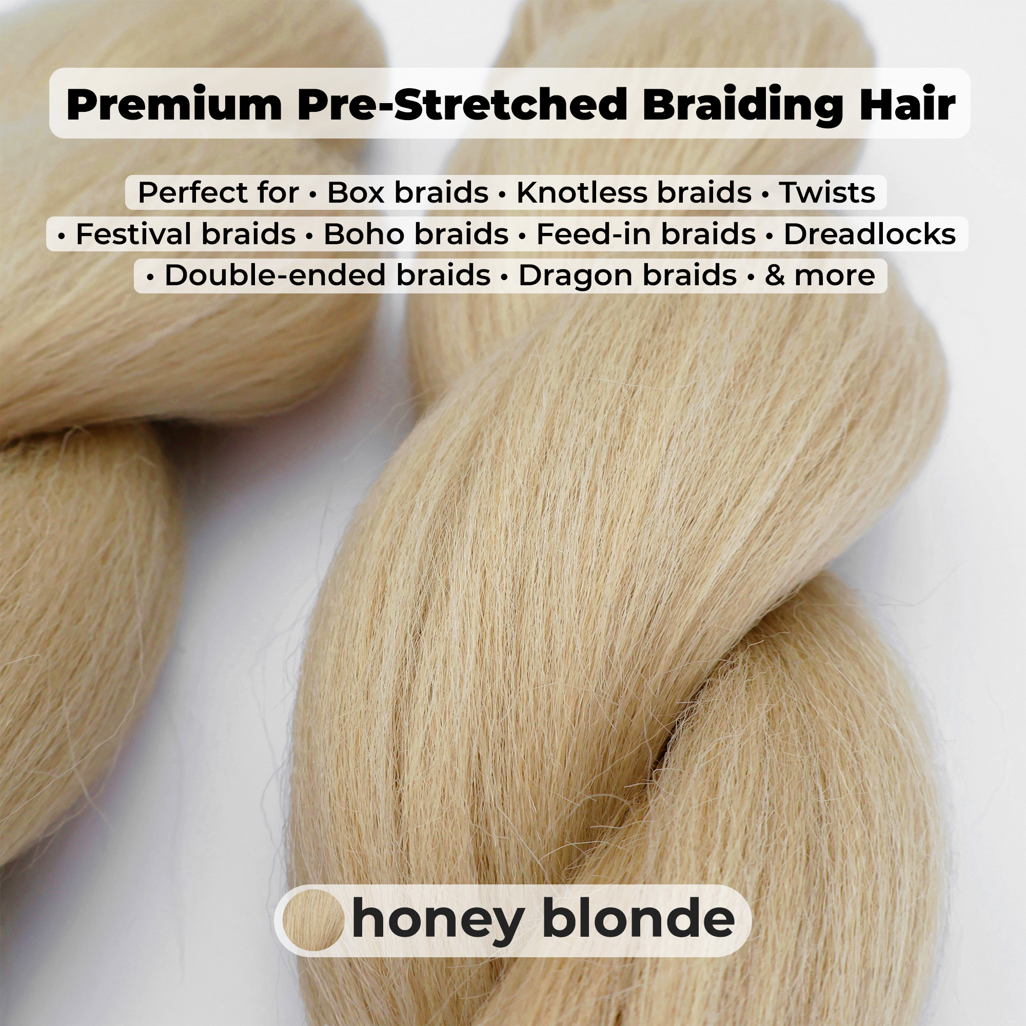 Honey Blonde Pre-Stretched Braiding Hair, 28 in (10.5 oz) — alternate view