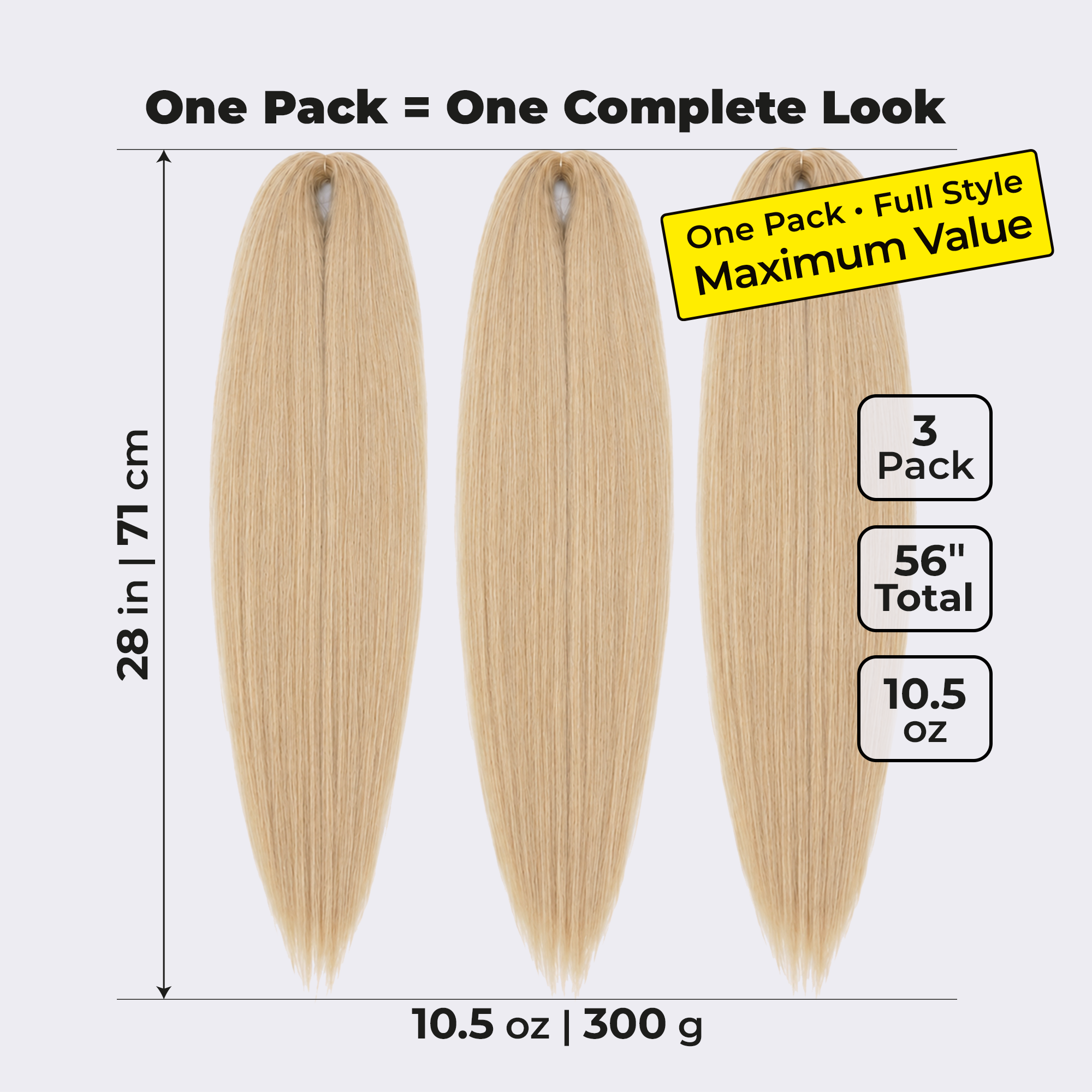 Honey Blonde Pre-Stretched Braiding Hair, 28 in (10.5 oz) — styled look