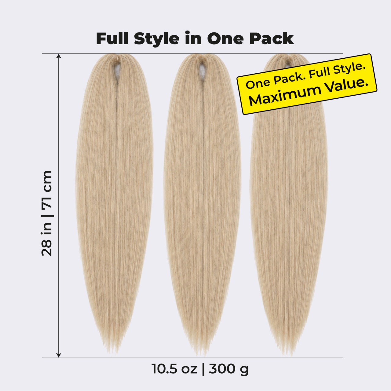Premium Honey Blonde Pre-Stretched Braiding Hair, 28 in (10.5 oz) — in use