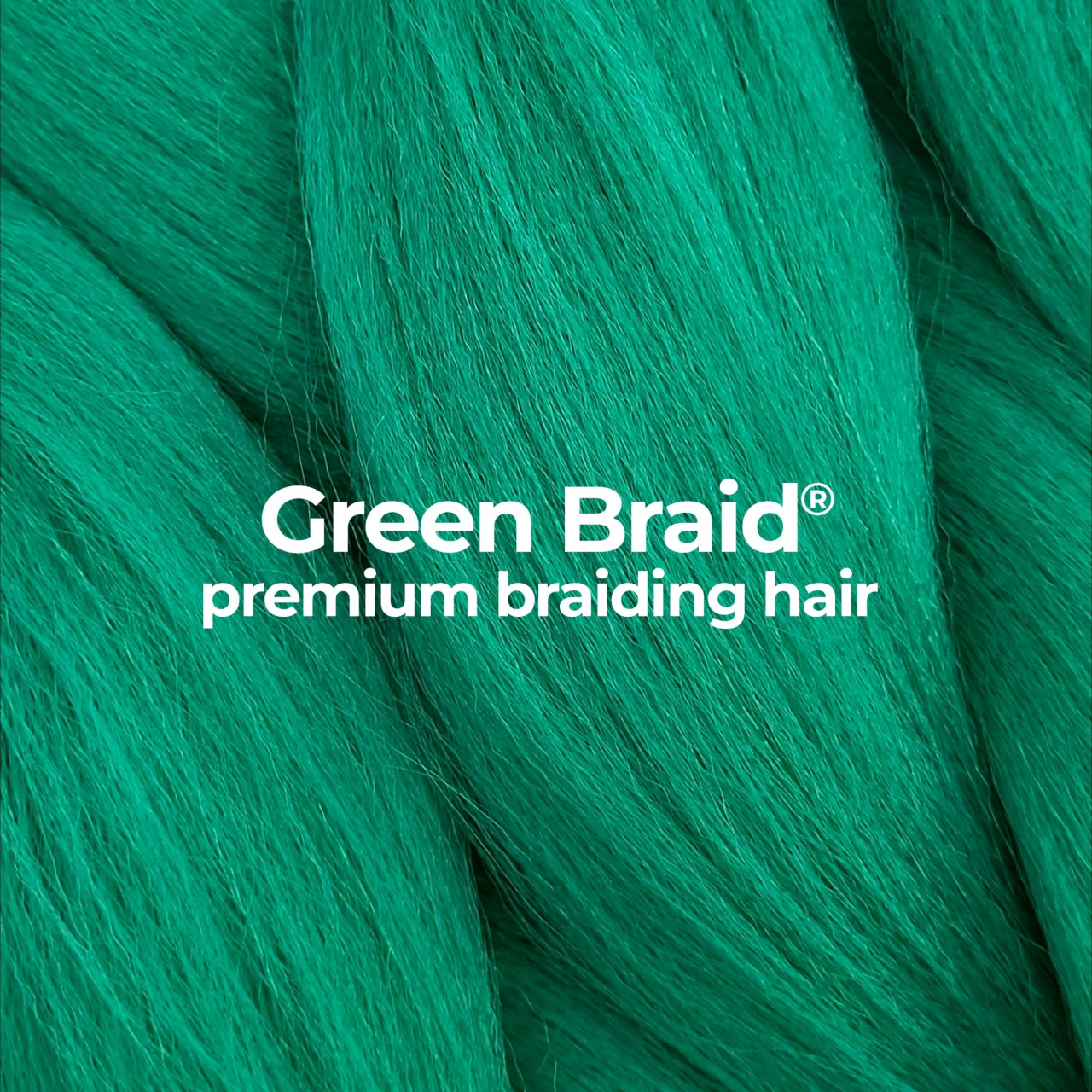 Premium Green Pre-Stretched Braiding Hair, 28 in (10.5 oz) — close-up
