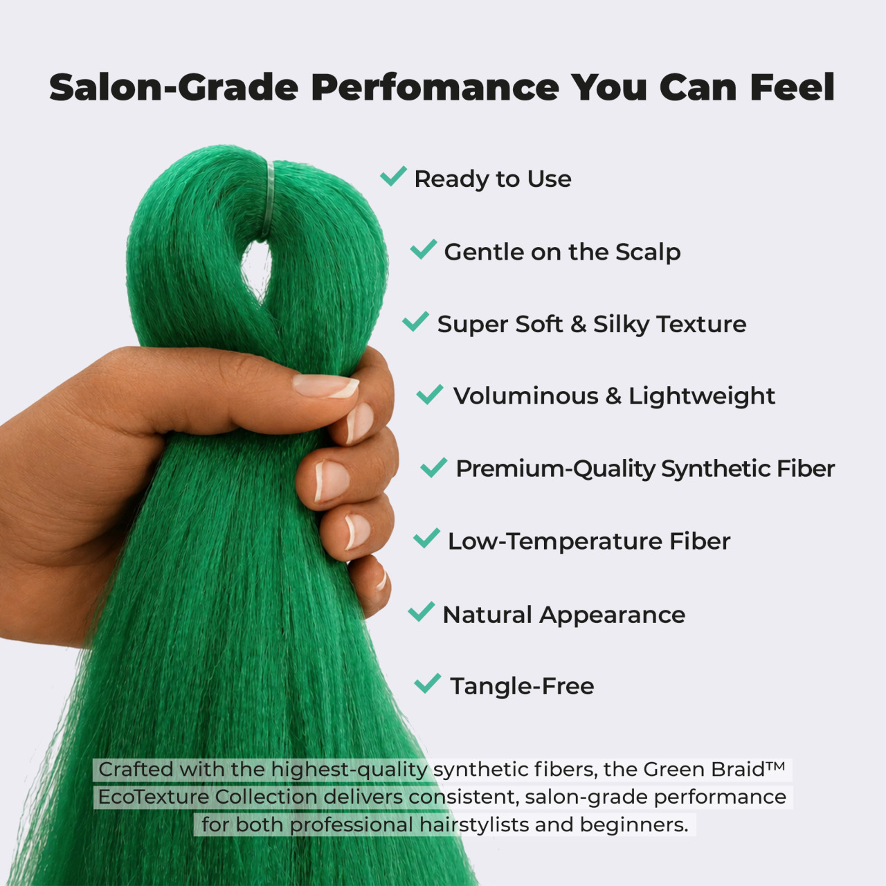 Premium Pre-Stretched Braiding Hair, Green, 28 in, 10.5 oz
