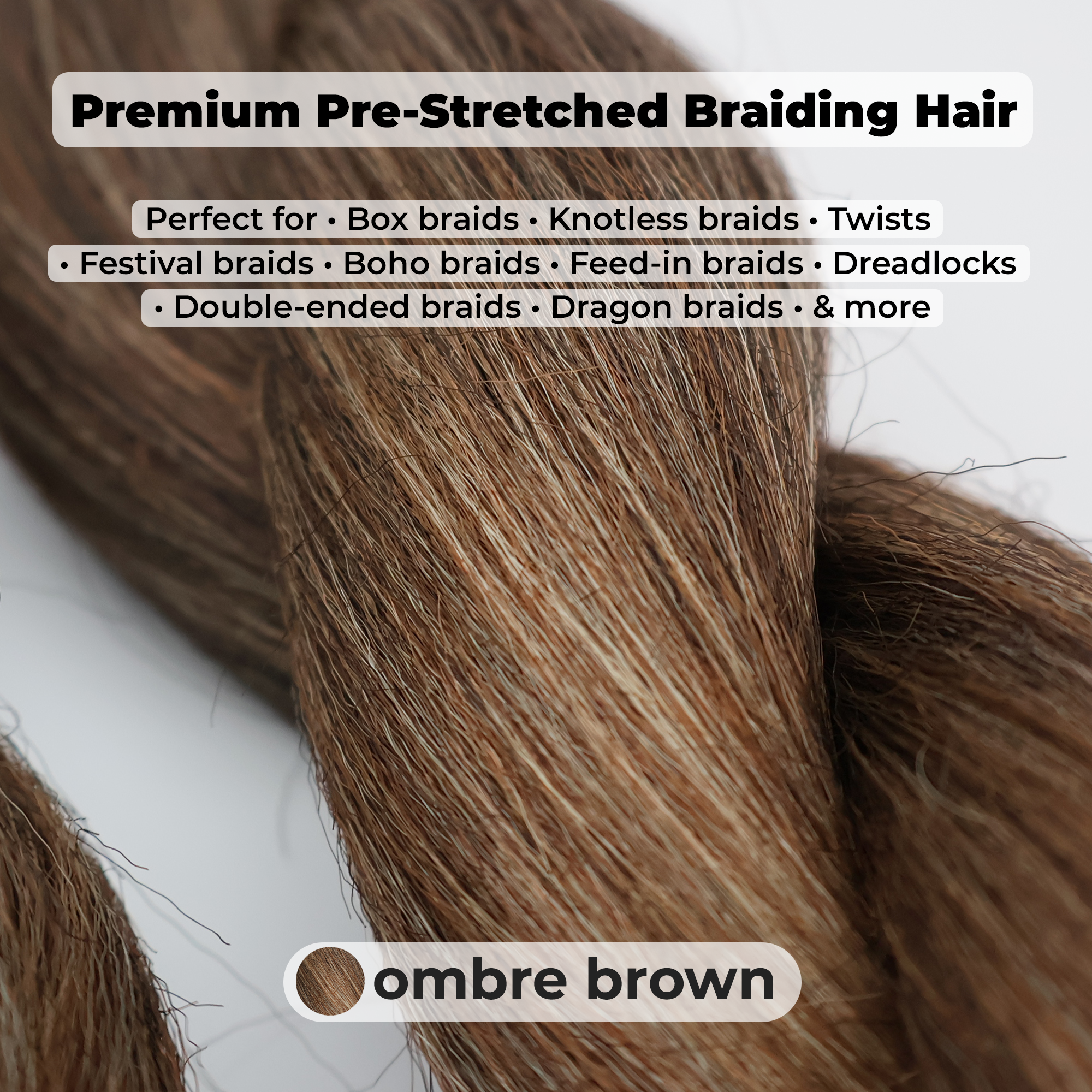 Ombre Brown Pre-Stretched Braiding Hair, 28 in (10.5 oz) — alternate view