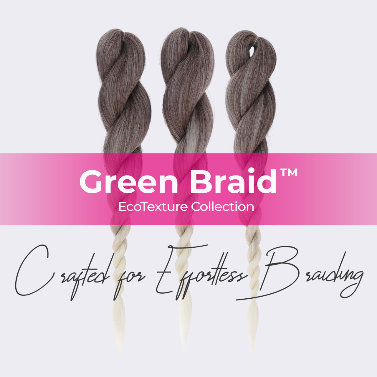 Premium Pre-Stretched Braiding Hair, Ombre Grey, 28 in, 10.5 oz