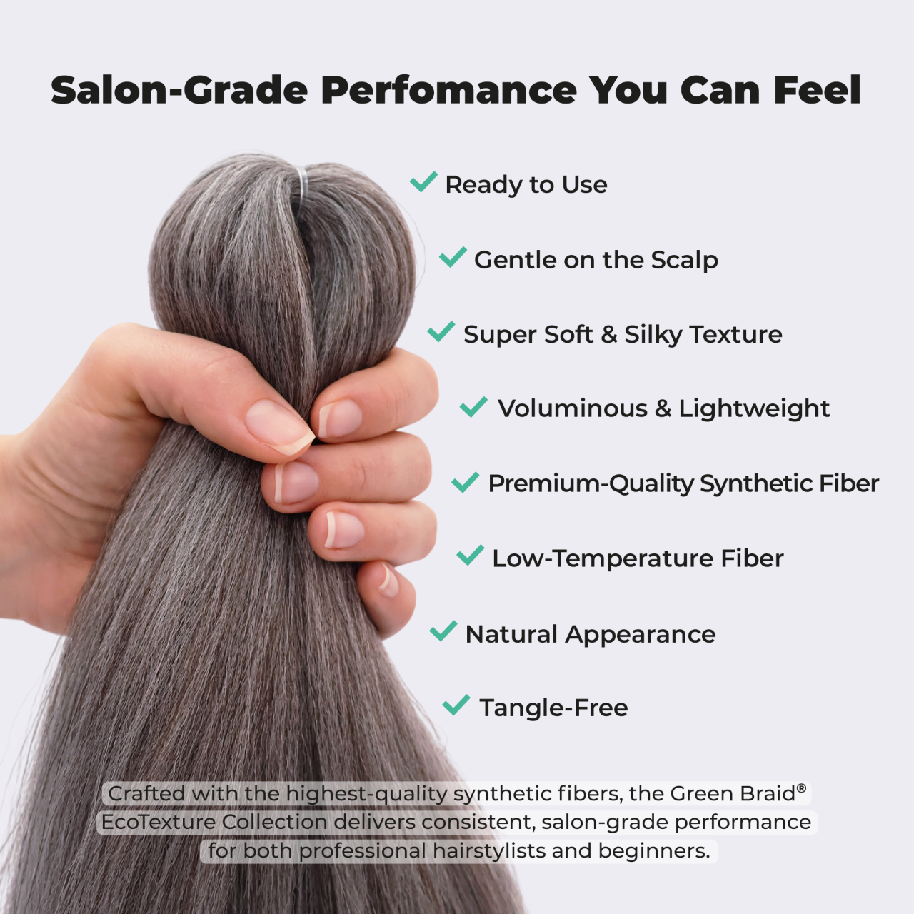 Premium Ombre Gray Pre-Stretched Braiding Hair, 28 in (10.5 oz) — detail