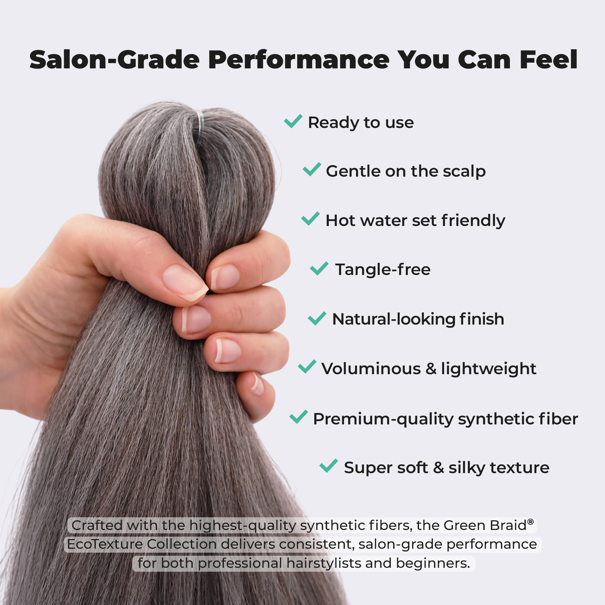 Ombre Gray Pre-Stretched Braiding Hair, 28 in (10.5 oz) — detail