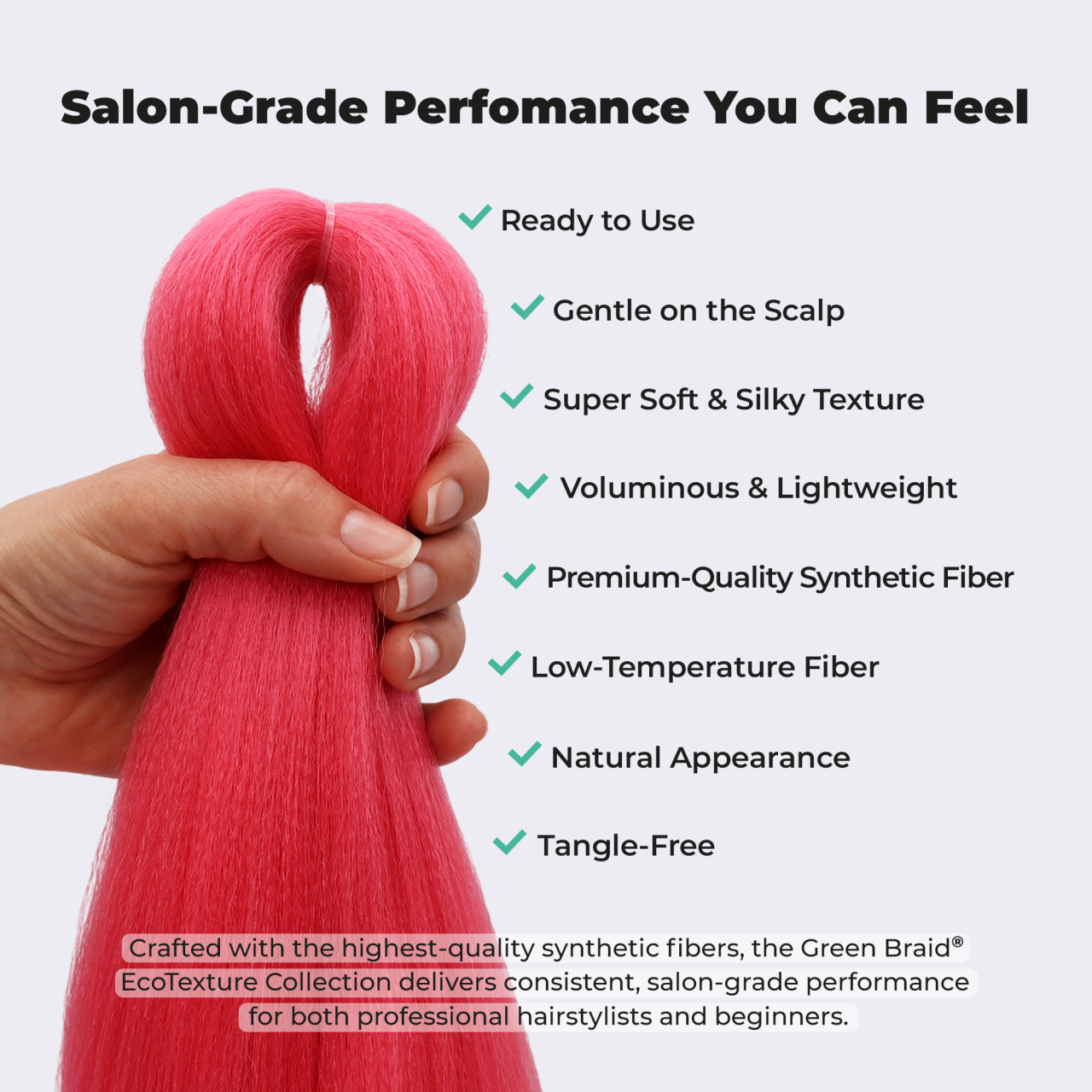 Premium Pink Pre-Stretched Braiding Hair, 28 in (10.5 oz) — detail