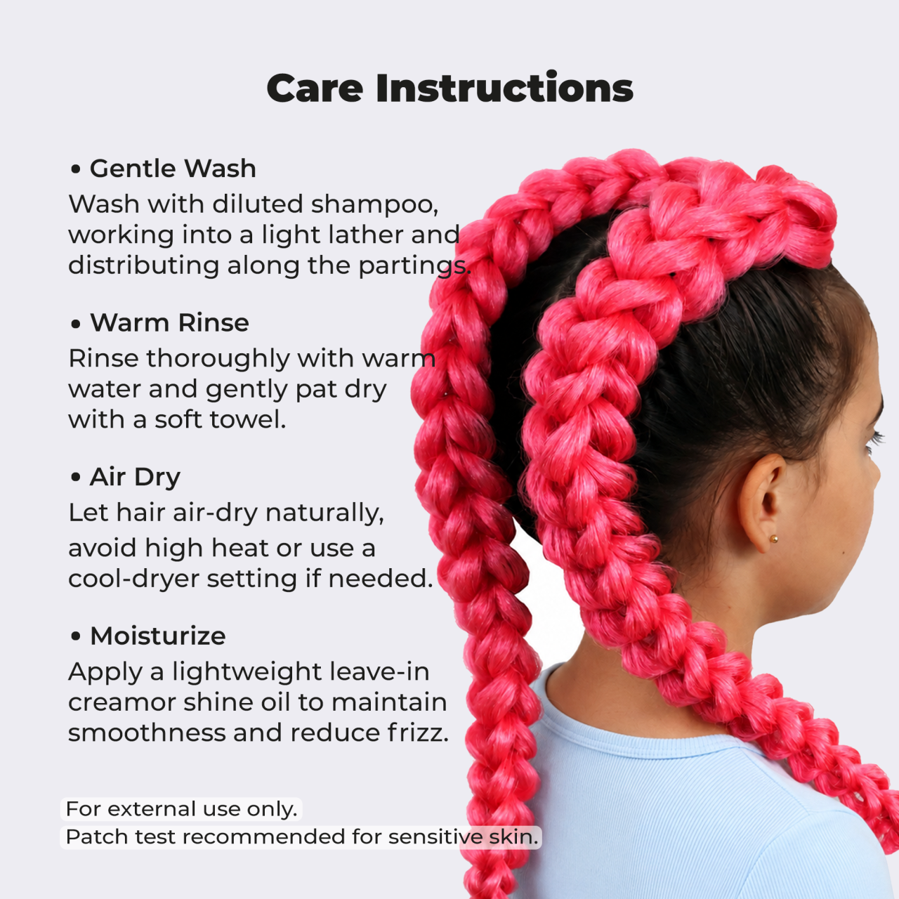 Premium Pink Pre-Stretched Braiding Hair, 28 in (10.5 oz) — alternate view