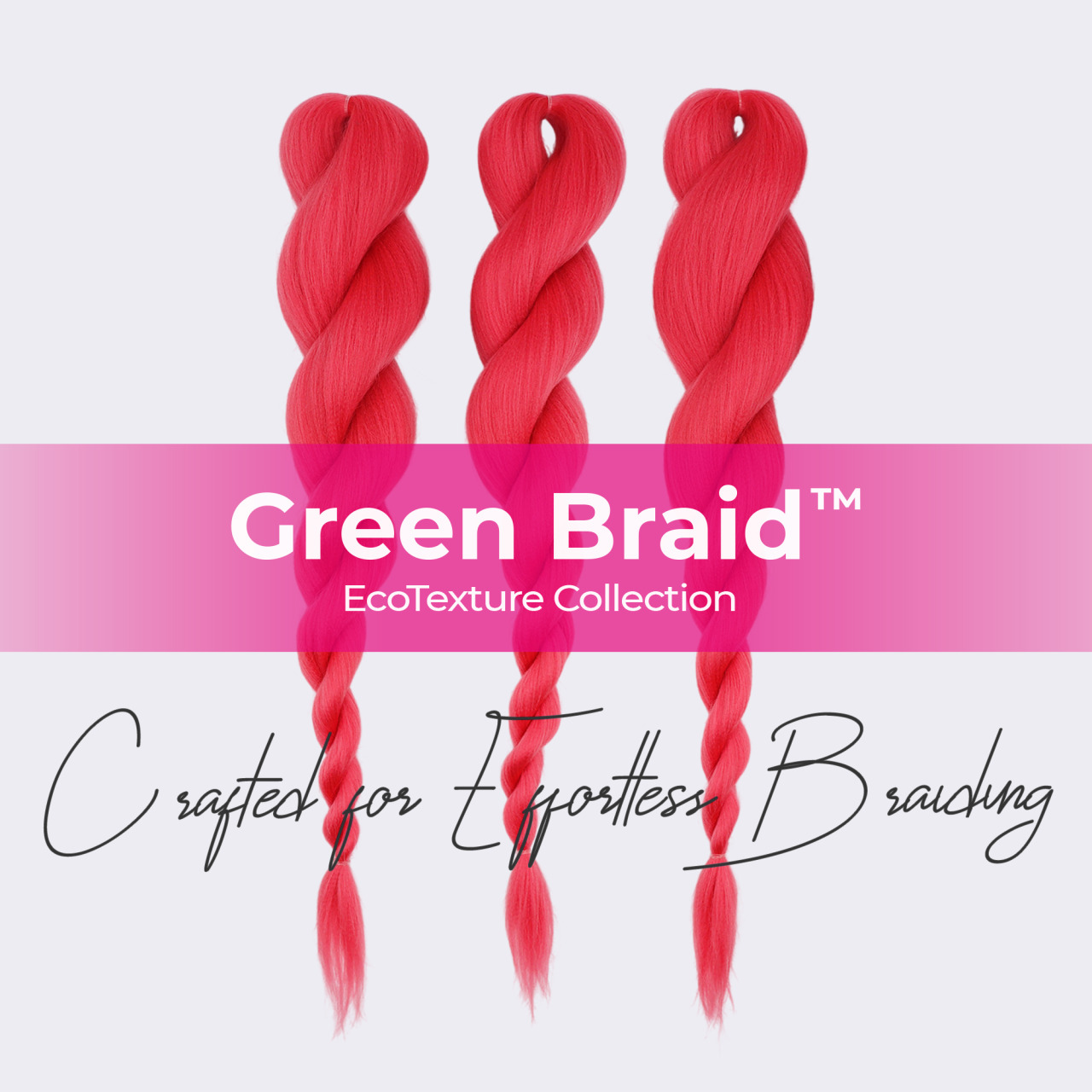 Premium Pre-Stretched Braiding Hair, Pink, 28 in, 10.5 oz