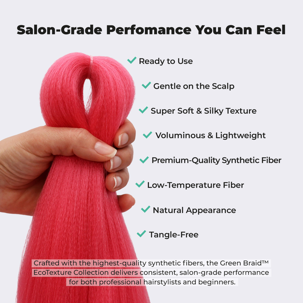 Premium Pre-Stretched Braiding Hair, Pink, 28 in, 10.5 oz