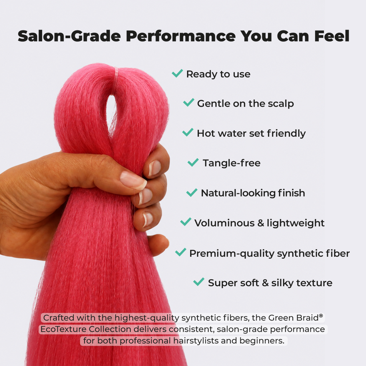 Pink Pre-Stretched Braiding Hair, 28 in (10.5 oz) — detail
