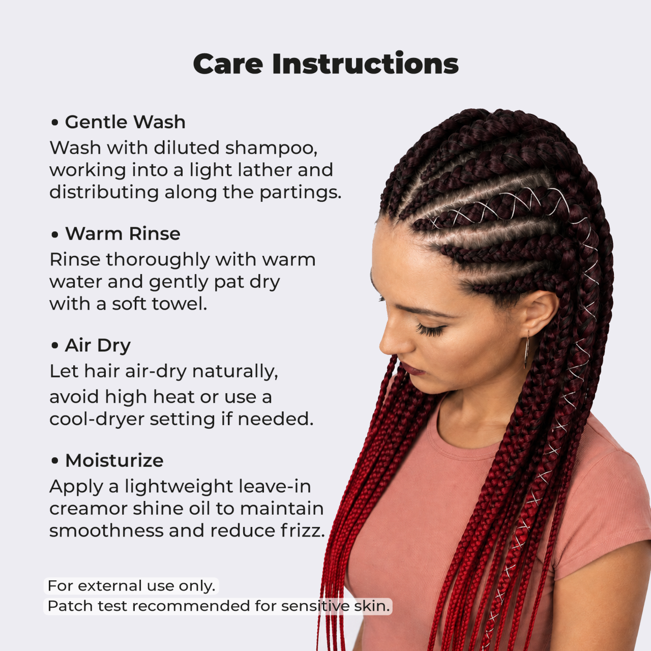 Premium Burgundy Pre-Stretched Braiding Hair, 28 in (10.5 oz) — alternate view