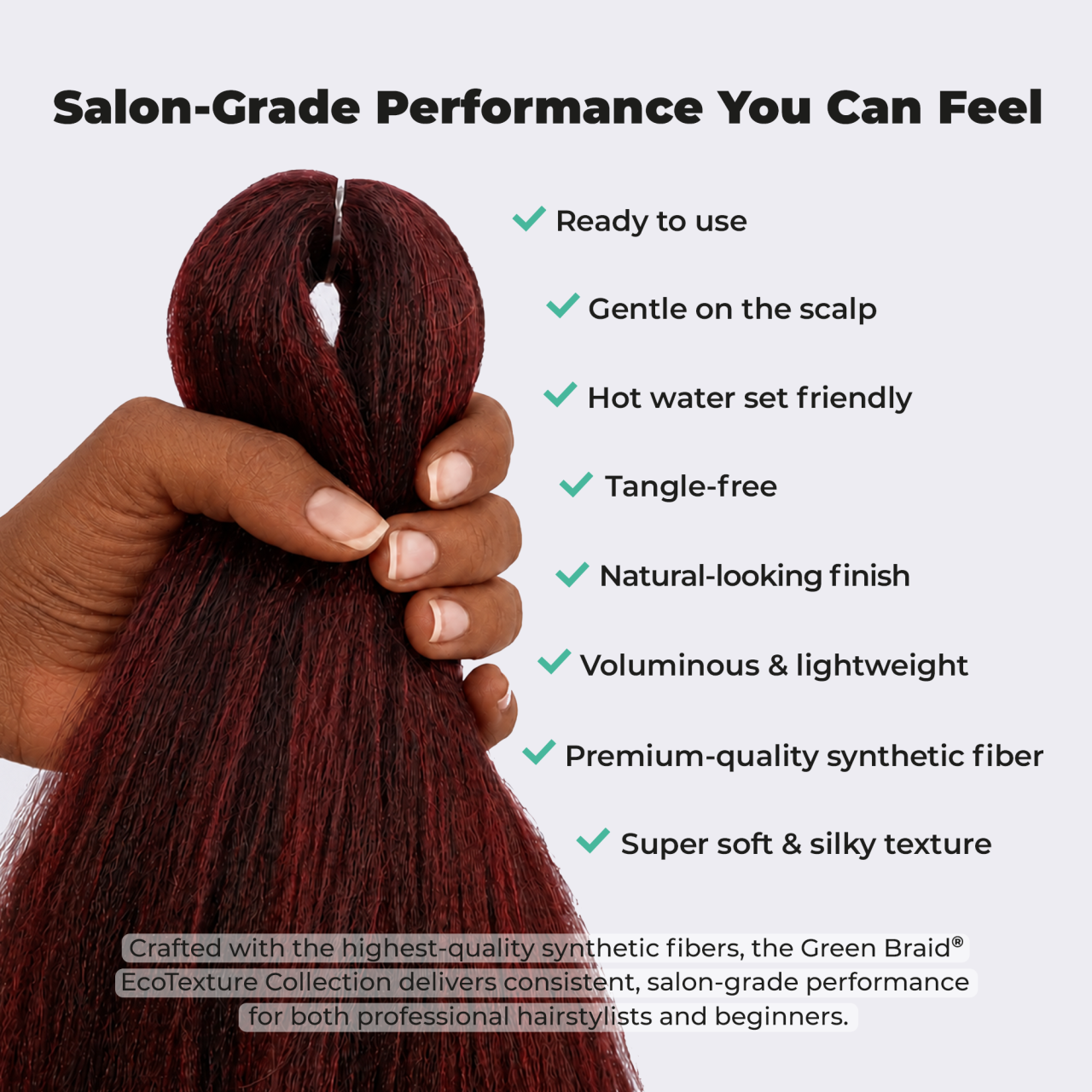 Burgundy Pre-Stretched Braiding Hair, 28 in (10.5 oz) — detail