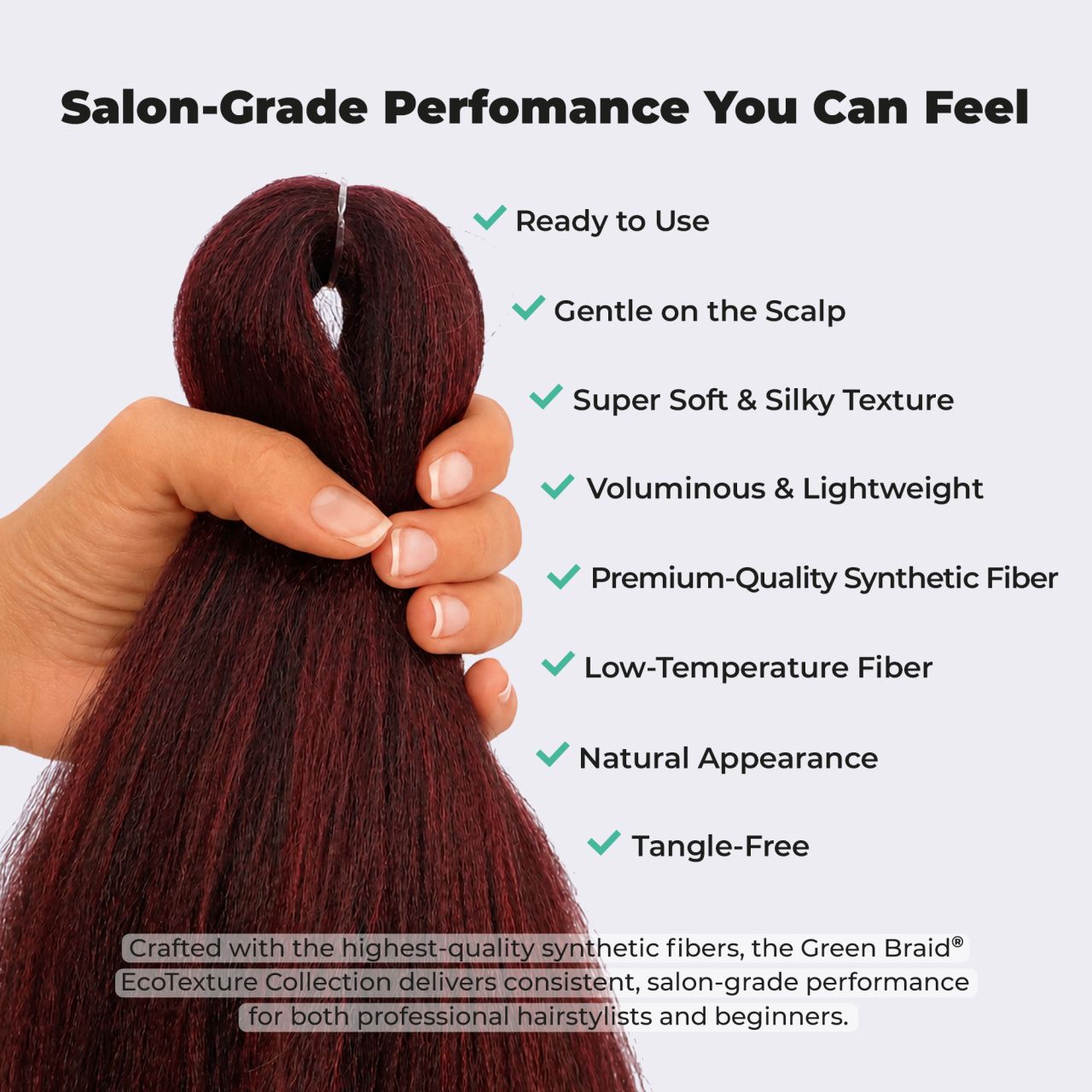 Premium Burgundy Pre-Stretched Braiding Hair, 28 in (10.5 oz) — detail
