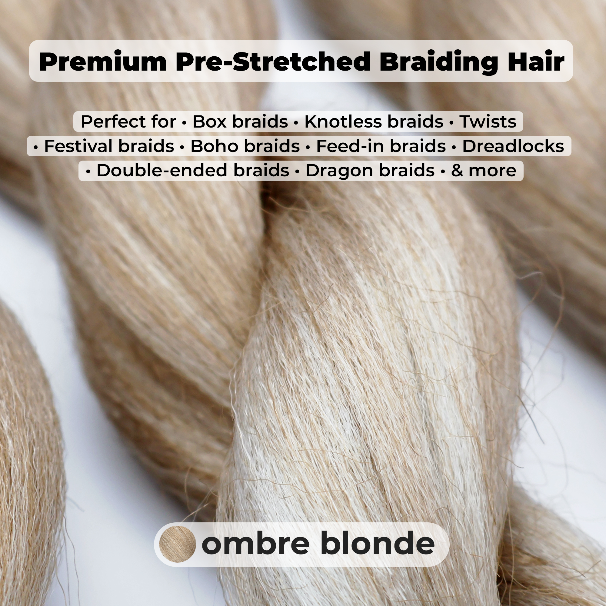 Ombre Blonde Pre-Stretched Braiding Hair, 28 in (10.5 oz) — alternate view