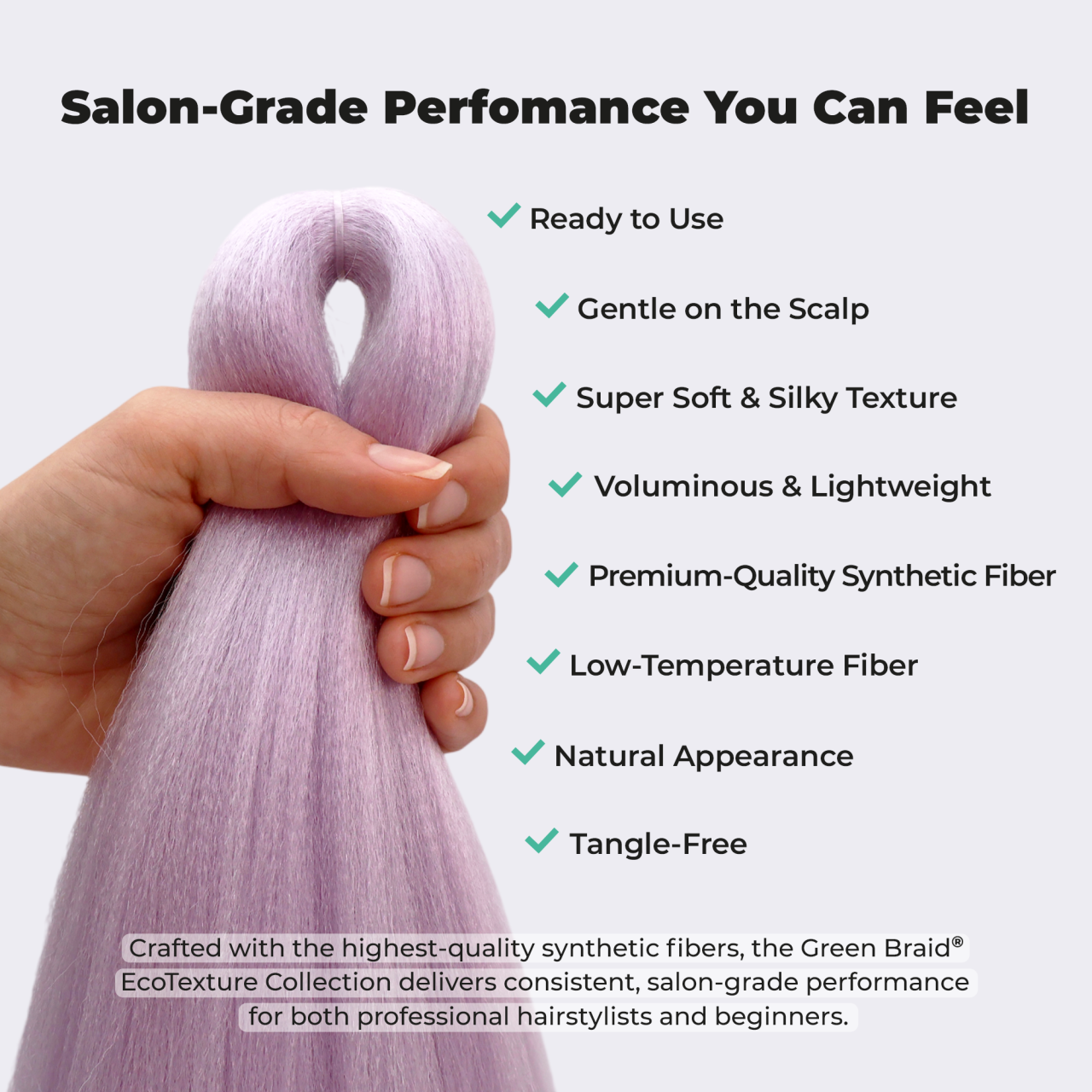 Premium Light Purple Pre-Stretched Braiding Hair, 28 in (10.5 oz) — detail