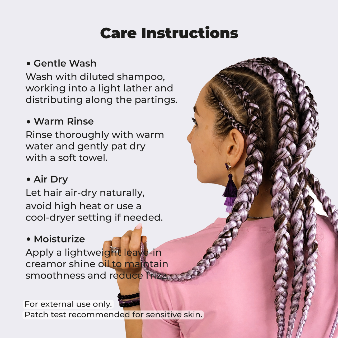 Premium Light Purple Pre-Stretched Braiding Hair, 28 in (10.5 oz) — alternate view