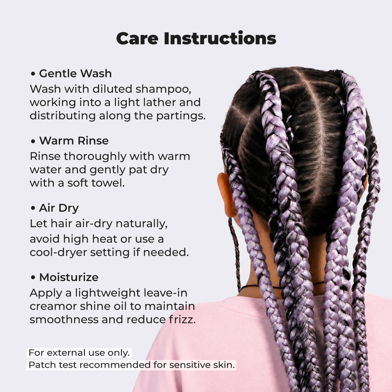 Premium Pre-Stretched Braiding Hair, Light Purple, 28 in, 10.5 oz