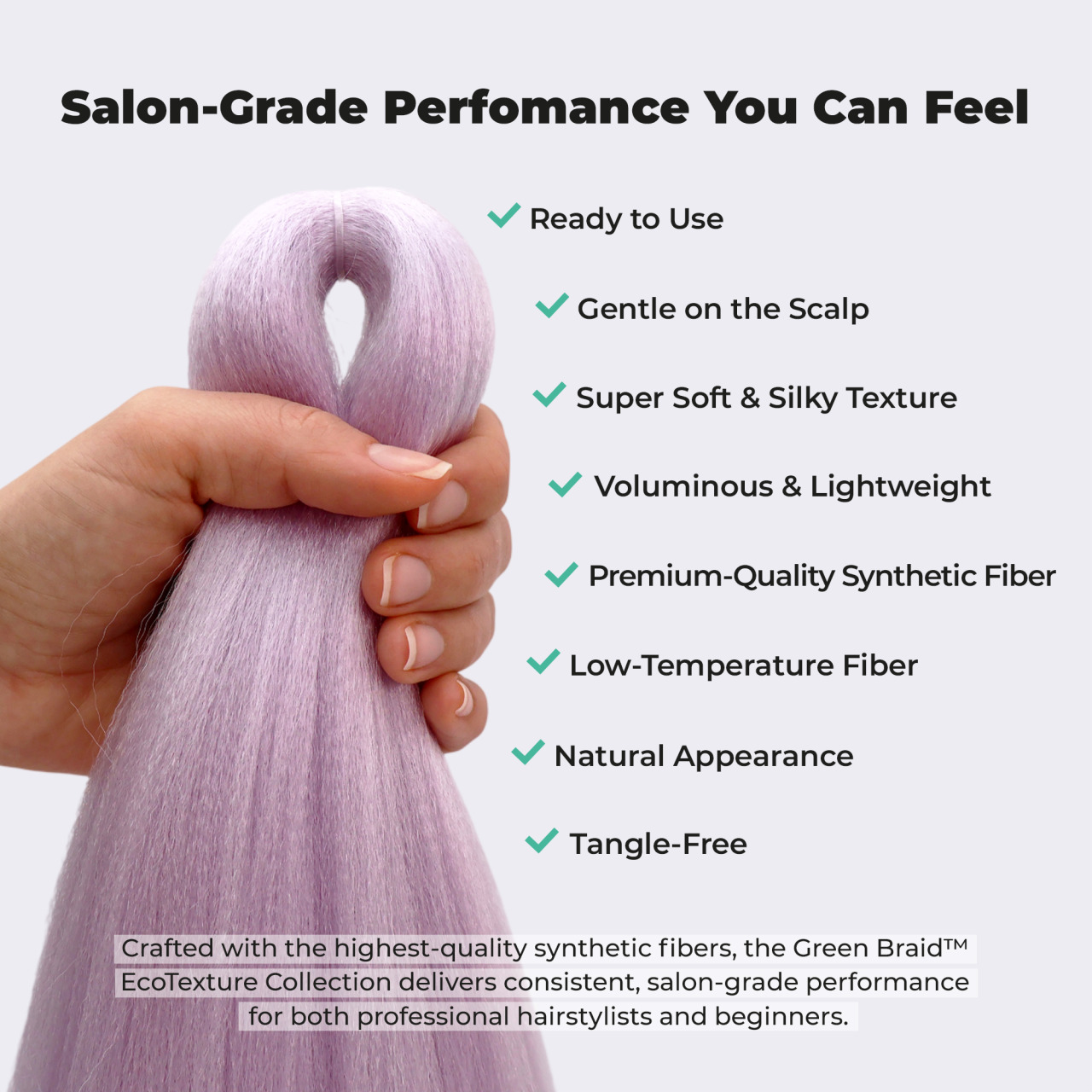 Premium Pre-Stretched Braiding Hair, Light Purple, 28 in, 10.5 oz