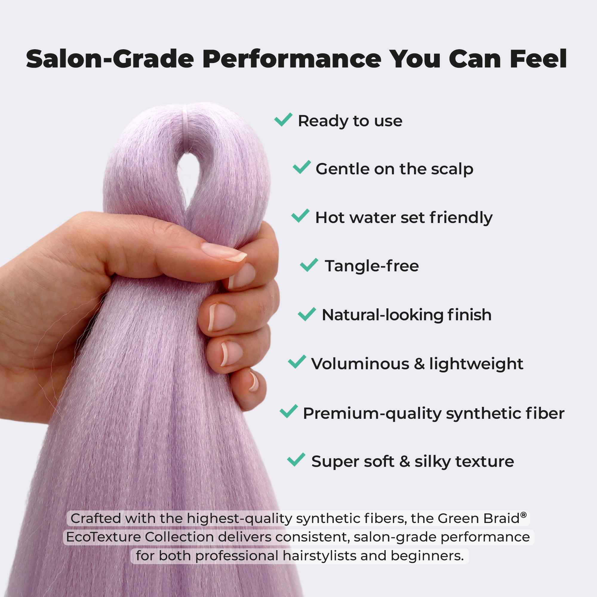 Light Purple Pre-Stretched Braiding Hair, 28 in (10.5 oz) — detail